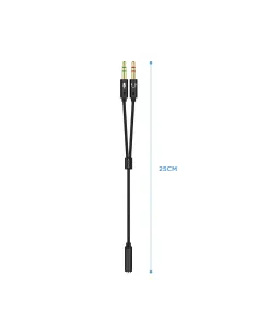 AISENS Cable Adaptador Audio Jack 3.5 4pines H-2xjack 3.5 3pines M, Negro, 25cm 2