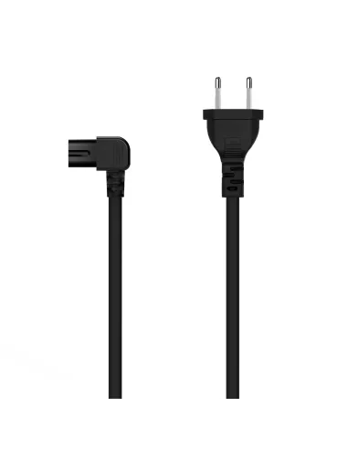 AISENS Cable Alimentación Acodado Forma 8, CEE7 16 M-C7 H, Negro, 3.0M