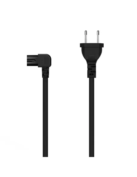 AISENS Cable Alimentación Acodado Forma 8, CEE7 16 M-C7 H, Negro, 3.0M