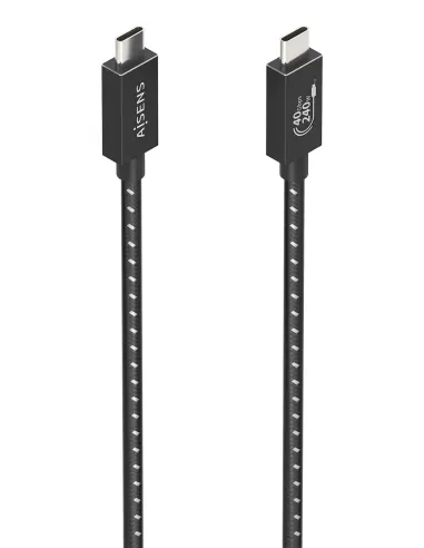 AISENS Cable USB4 Gen3x2 Aluminio 40Gbps 8K@60Hz 5A 48V 240W E-Mark, Tipo USB-C M-USB-C M, Negro, 0.5m