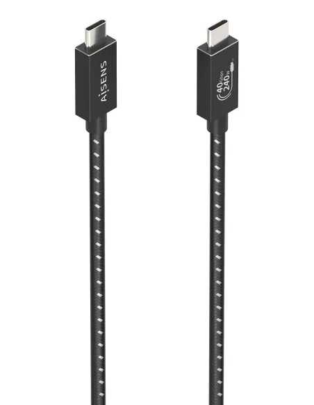 AISENS Cable USB4 Gen3x2 Aluminio 40Gbps 8K@60Hz 5A 48V 240W E-Mark, Tipo USB-C M-USB-C M, Negro, 1.0m