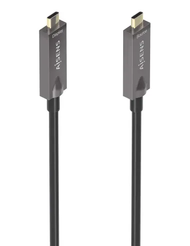 AISENS - Cable USB 3.1 Gen2 10Gbps AOC 4K@60Hz 3A 60W E-Marker, tipo USB-C M-USB-C M, Negro, 15m