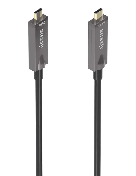 AISENS - Cable USB 3.1 Gen2 10Gbps AOC 4K@60Hz 3A 60W E-Marker, tipo USB-C M-USB-C M, Negro, 15m