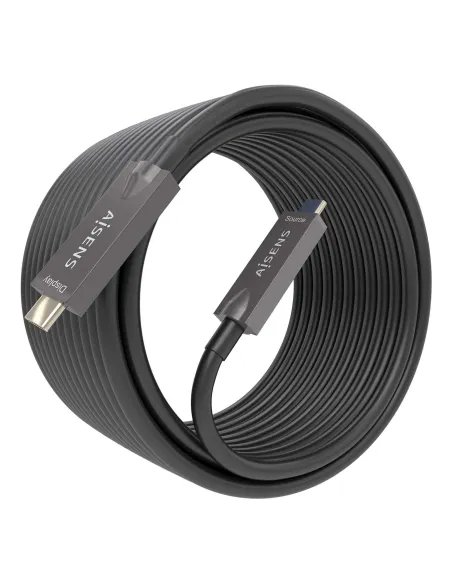 AISENS - Cable USB 3.1 Gen2 10Gbps AOC 4K@60Hz 3A 60W E-Marker, tipo USB-C M-USB-C M, Negro, 15m