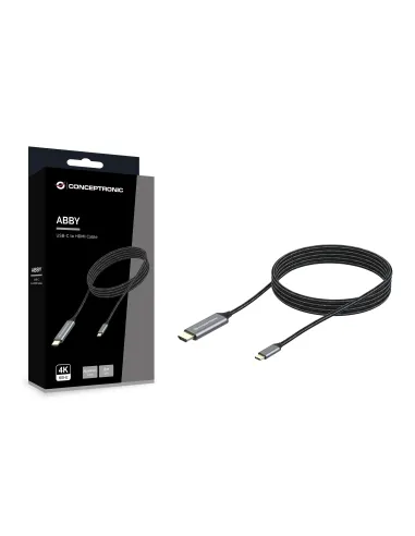 Conceptronic ABBY10G adaptador de cable de vídeo 2 m USB Tipo C HDMI Gris