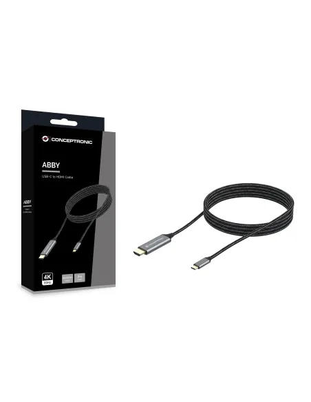 Conceptronic ABBY10G adaptador de cable de vídeo 2 m USB Tipo C HDMI Gris