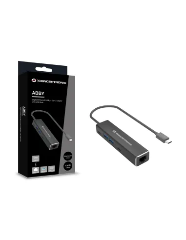 Conceptronic ABBY13B base para portátil y replicador de puertos Alámbrico USB 3.2 Gen 1 (3.1 Gen 1) Type-C Gris