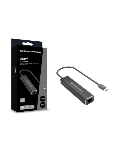Conceptronic ABBY13B base para portátil y replicador de puertos Alámbrico USB 3.2 Gen 1 (3.1 Gen 1) Type-C Gris