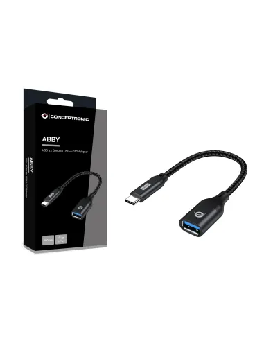 Conceptronic ABBY18B cambiador de género para cable USB-C USB-A Negro