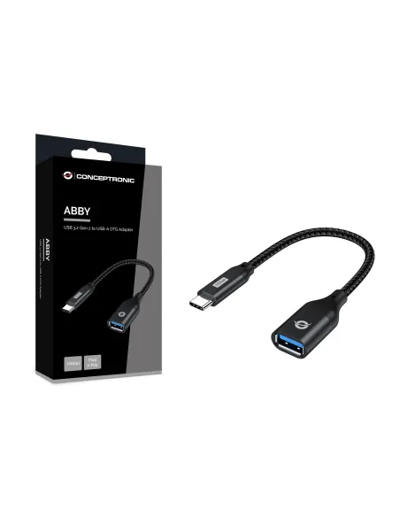 Conceptronic ABBY18B cambiador de género para cable USB-C USB-A Negro