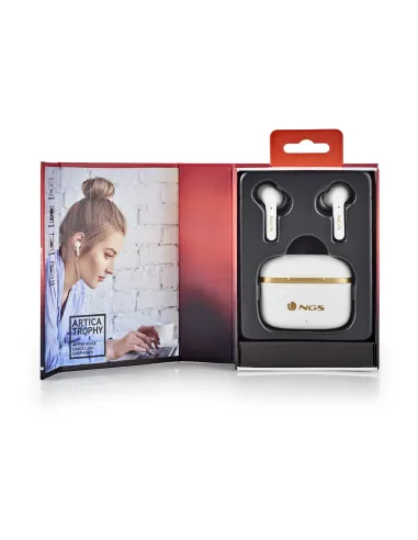 NGS ARTICA TROPHY Auriculares Inalámbrico Dentro de oído Llamadas Música USB Tipo C Bluetooth Oro, Blanco