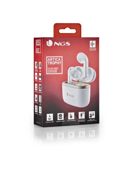 NGS ARTICA TROPHY Auriculares Inalámbrico Dentro de oído Llamadas Música USB Tipo C Bluetooth Oro, Blanco