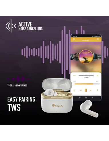 NGS ARTICA TROPHY Auriculares Inalámbrico Dentro de oído Llamadas Música USB Tipo C Bluetooth Oro, Blanco