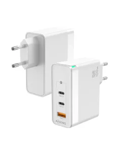 AISENS Cargador Gan 100W, 2xUSB-C PD3.0 QC4.0 QC5.0, 1xUSB-A QC3.0, Blanco