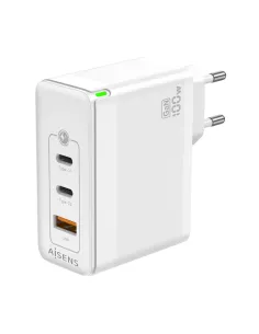 AISENS Cargador Gan 100W, 2xUSB-C PD3.0 QC4.0 QC5.0, 1xUSB-A QC3.0, Blanco 2