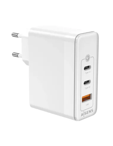 AISENS Cargador Gan 100W, 2xUSB-C PD3.0 QC4.0 QC5.0, 1xUSB-A QC3.0, Blanco