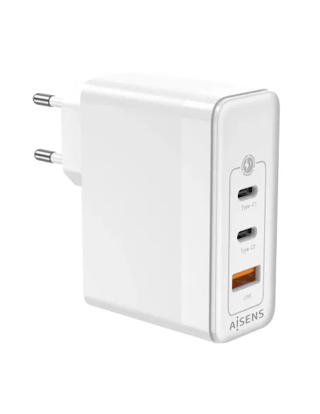 AISENS Cargador Gan 100W, 2xUSB-C PD3.0 QC4.0 QC5.0, 1xUSB-A QC3.0, Blanco