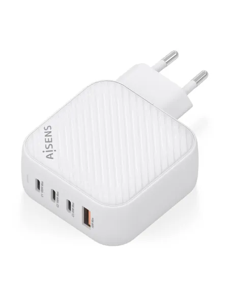 AISENS Cargador GaN 100W, 3xUSB-C PD3.0 QC4.0, 1xUSB-A QC3.0, Blanco