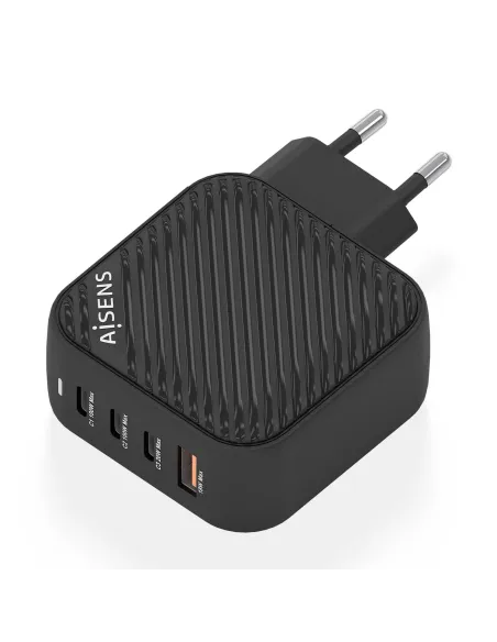 AISENS Cargador GaN 100W, 3xUSB-C PD3.0 QC4.0, 1xUSB-A QC3.0, Negro