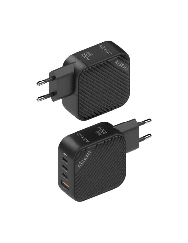 AISENS Cargador GaN 100W, 3xUSB-C PD3.0 QC4.0, 1xUSB-A QC3.0, Negro