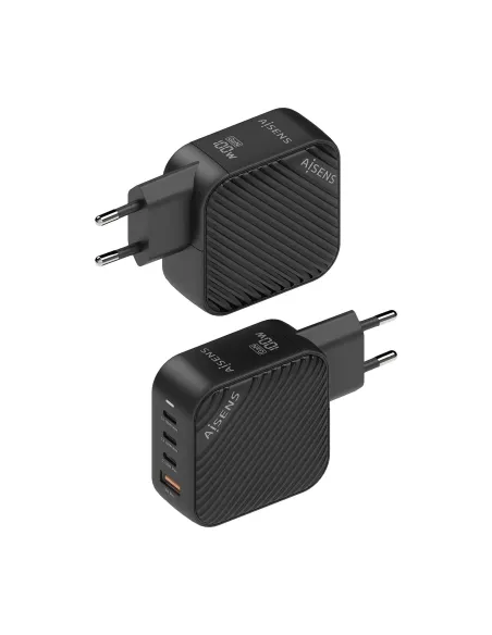 AISENS Cargador GaN 100W, 3xUSB-C PD3.0 QC4.0, 1xUSB-A QC3.0, Negro