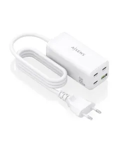 AISENS Cargador Sobremesa GaN 100W, 3x USB-C PD3.0 QC4.0 QC5.0, 1x USB-A QC3.0, Blanco