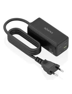 AISENS Cargador Sobremesa GaN 100W, 3x USB-C PD3.0 QC4.0 QC5.0, 1x USB-A QC3.0, Negro