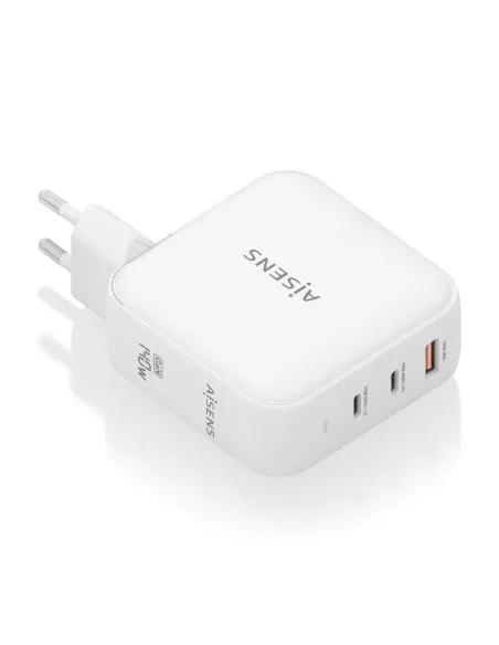 AISENS Cargador GaN 140W, 2xUSB-C PD3.1 QC4.0, 1xUSB-A QC3.0, Blanco