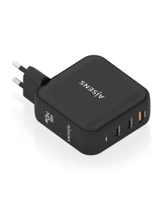 AISENS Cargador GaN 140W, 2xUSB-C PD3.1 QC4.0, 1xUSB-A QC3.0, Negro