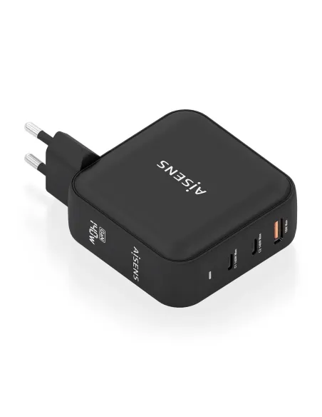 AISENS Cargador GaN 140W, 2xUSB-C PD3.1 QC4.0, 1xUSB-A QC3.0, Negro