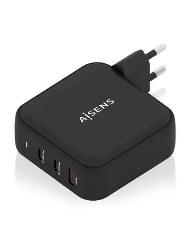 AISENS Cargador GaN 140W, 2xUSB-C PD3.1 QC4.0, 1xUSB-A QC3.0, Negro