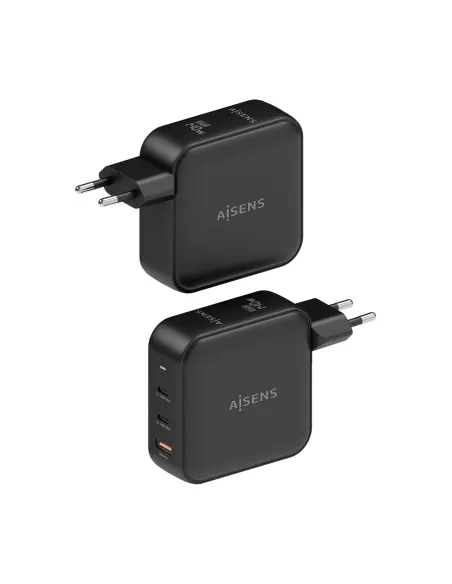 AISENS Cargador GaN 140W, 2xUSB-C PD3.1 QC4.0, 1xUSB-A QC3.0, Negro