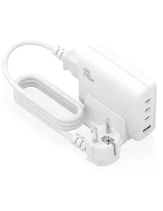 AISENS Cargador Sobremesa GaN 140W, 3x USB-C PD3.1 QC4.0 QC5.0, 1x USB-A QC3.0, Blanco