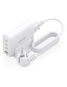 AISENS Cargador Sobremesa GaN 140W, 3x USB-C PD3.1 QC4.0 QC5.0, 1x USB-A QC3.0, Blanco 2