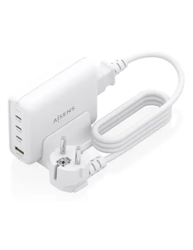 AISENS Cargador Sobremesa GaN 140W, 3x USB-C PD3.1 QC4.0 QC5.0, 1x USB-A QC3.0, Blanco