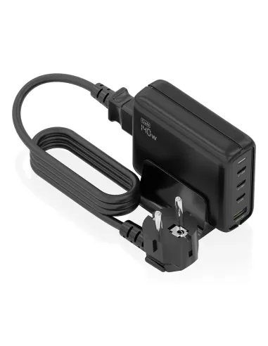 AISENS Cargador Sobremesa GaN 140W, 3x USB-C PD3.1 QC4.0 QC5.0, 1x USB-A QC3.0, Negro