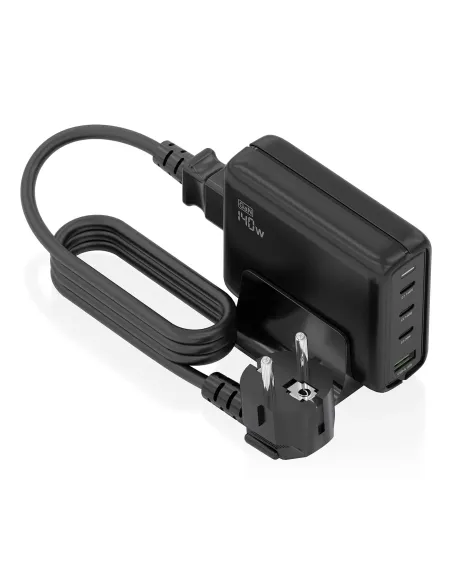 AISENS Cargador Sobremesa GaN 140W, 3x USB-C PD3.1 QC4.0 QC5.0, 1x USB-A QC3.0, Negro