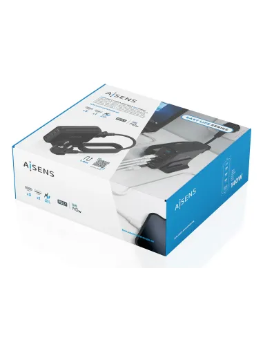 AISENS Cargador Sobremesa GaN 140W, 3x USB-C PD3.1 QC4.0 QC5.0, 1x USB-A QC3.0, Negro