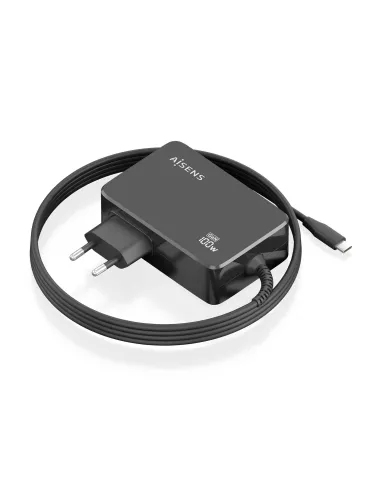 AISENS Cargador GaN 100W PD3.0 1xUSB-C 1.8m, Negro