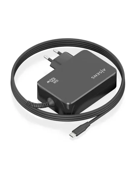 AISENS Cargador GaN 100W PD3.0 1xUSB-C 1.8m, Negro