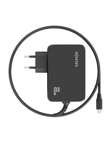 AISENS Cargador GaN 100W PD3.0 1xUSB-C 1.8m, Negro