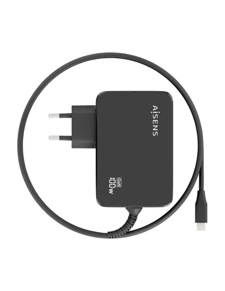 AISENS Cargador GaN 100W PD3.0 1xUSB-C 1.8m, Negro