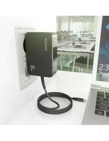 AISENS Cargador GaN 100W PD3.0 1xUSB-C 1.8m, Negro