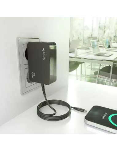 AISENS Cargador GaN 100W PD3.0 1xUSB-C 1.8m, Negro