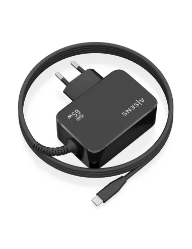 AISENS Cargador GaN 65W PD3.0 1xUSB-C 1.8m, Negro