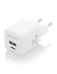 AISENS Cargador GaN 25W, 1xUSB-C PD3.0 QC4.0, 1xUSB-A QC3.0, Blanco 2