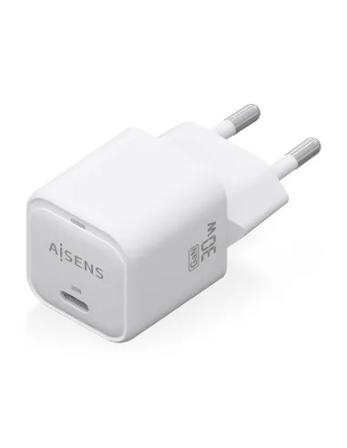 AISENS Cargador GaN 30W, 1xUSB-C PD3.0 QC4.0, Blanco