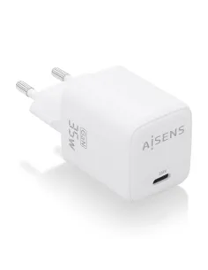 AISENS Cargador GaN 35W, 1xUSB-C PD3.0 QC4.0, Blanco