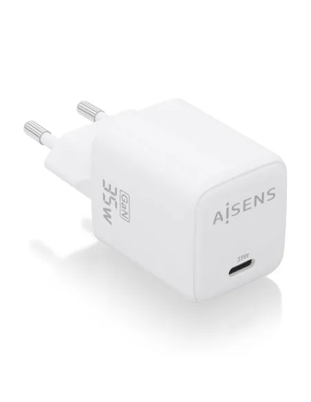 AISENS Cargador GaN 35W, 1xUSB-C PD3.0 QC4.0, Blanco