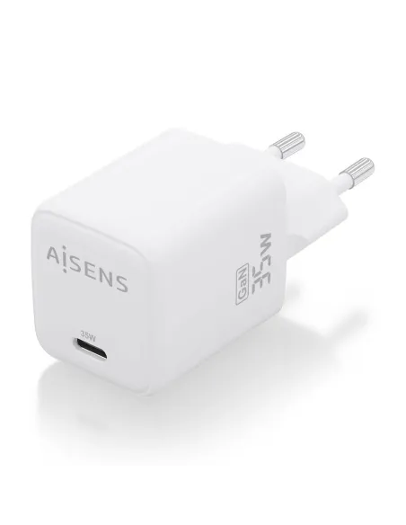 AISENS Cargador GaN 35W, 1xUSB-C PD3.0 QC4.0, Blanco